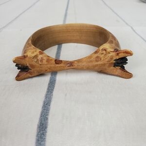 2/$25 Vintage  Wooden Wraparound Giraffe Bangle 7"